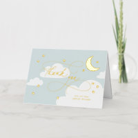 Maan en Sterren Blauwe Script Baby Bedankt