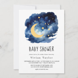 Maan en sterren | Boy Baby shower Invitation Kaart