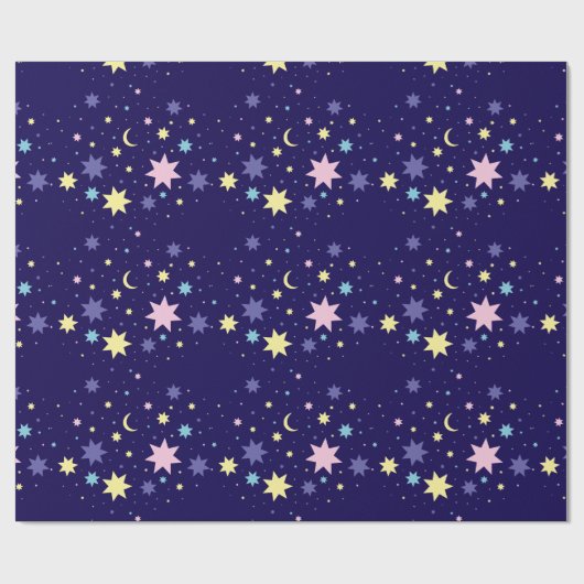 Maan en sterren. cadeaupapier (Vlak)