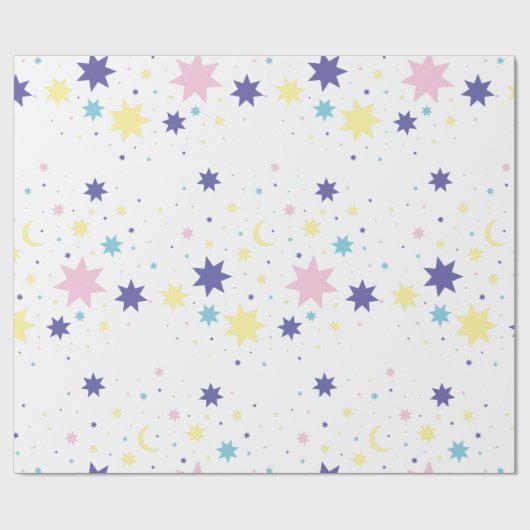 Maan en sterren. cadeaupapier (Vlak)