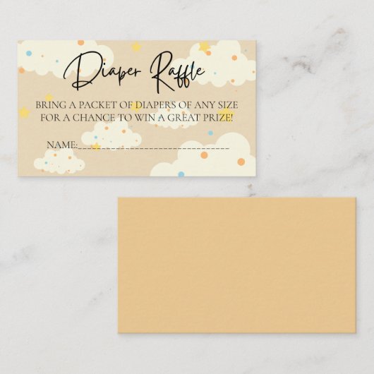 Maan en Sterren Cream Luier Raffle Informatiekaartje (Voorkant / Achterkant)