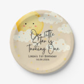 Maan en Sterren Crème 1e Verjaardag Papieren Bordje (Voorkant)