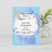 Maan en sterren Donkerblauwe Waterverf Abstract Kaart (Staand voorkant)