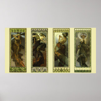 Maan en sterren door Alphonse Mucha Poster