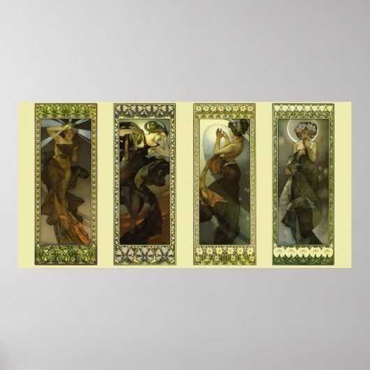 Maan en sterren door Alphonse Mucha Poster (Voorkant)