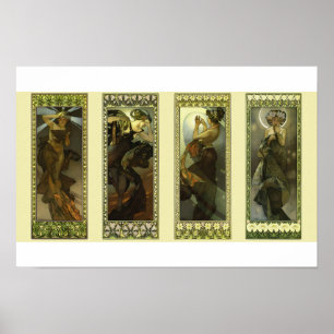 Maan en sterren door Alphonse Mucha Poster