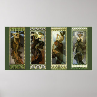 Maan en sterren door Alphonse Mucha Poster