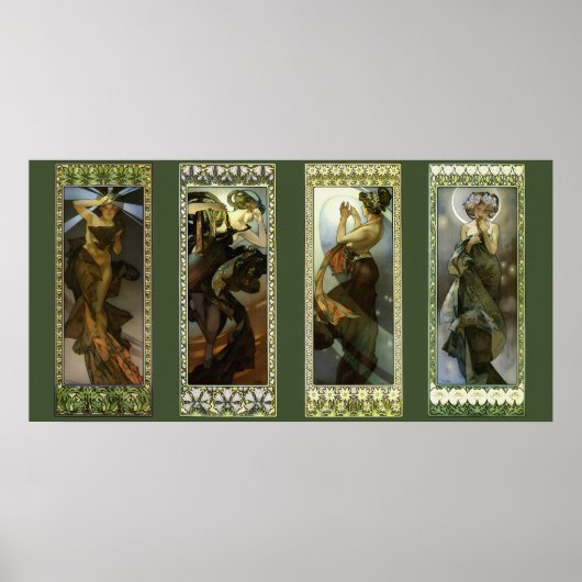 Maan en sterren door Alphonse Mucha Poster (Voorkant)