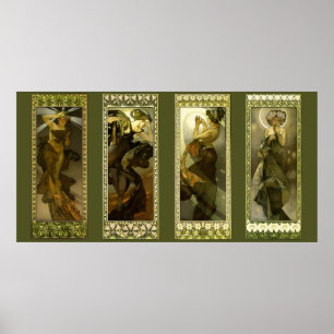 Maan en sterren door Alphonse Mucha Poster