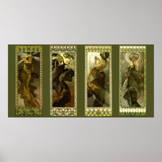 Maan en sterren door Alphonse Mucha Poster