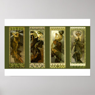 Maan en sterren door Alphonse Mucha Poster