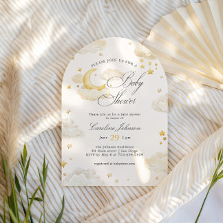 Maan en sterren dromerige baby shower boog kaart