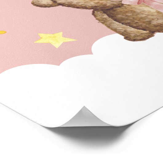 Maan en Sterren Droom Groot Meisje Teddibeer Slaap Poster (Hoek)