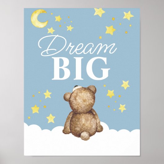 Maan en Sterren Droom Grote Teddyshowerkinderkamer Poster (Voorkant)