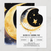 Maan en Sterren Fantasie Verjaardag Kaart (Voorkant / Achterkant)