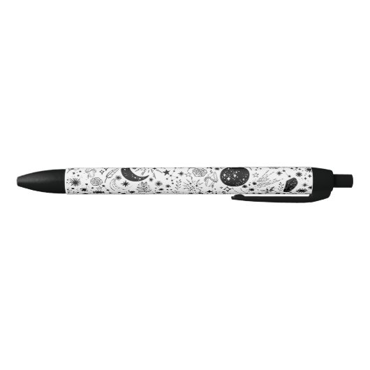 Maan en sterren Floral Galaxy Pen Zwart-wit (Bodem)
