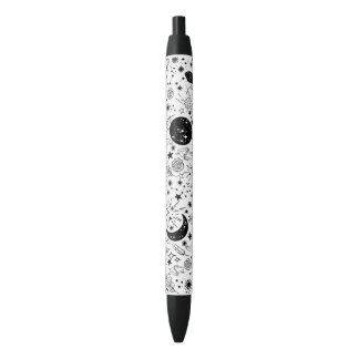 Maan en sterren Floral Galaxy Pen Zwart-wit