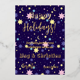 Maan en sterren. folie uitnodiging