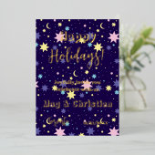 Maan en sterren. folie uitnodiging (Staand Voorkant)