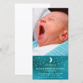 Maan en Sterren Foto Geboorteaankondiging Baby Aankondiging (Voorkant / Achterkant)