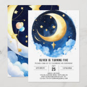 Maan en Sterren Galaxy Avontuur Verjaardag Kaart (Voorkant / Achterkant)