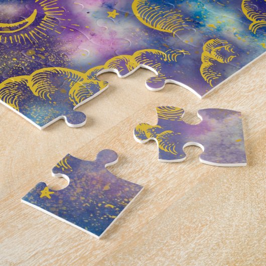 "Maan en sterren" Game Puzzle (Goud-Etc) Legpuzzel (Zijkant)