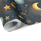 Maan en sterren Hemel ID1080 Cadeaupapier (Rol Hoek)
