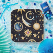 Maan en sterren hemelplein papieren bordje (Feest)