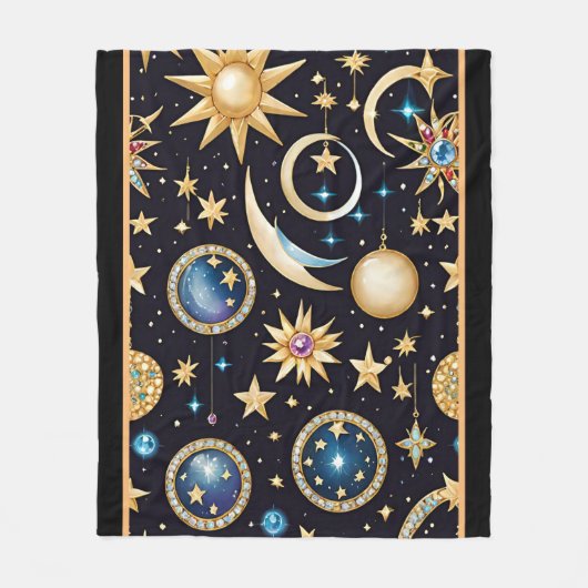 Maan en sterren hemels fleece deken (Voorkant)