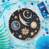 Maan en sterren hemels papieren bordje (Feest)