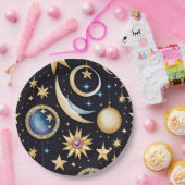 Maan en sterren hemels papieren bordje (Feest)