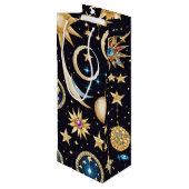 Maan en sterren hemels wijn cadeautas (Achterkant Gekanteld)