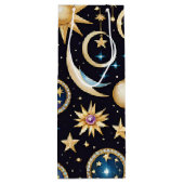 Maan en sterren hemels wijn cadeautas (Achterkant)