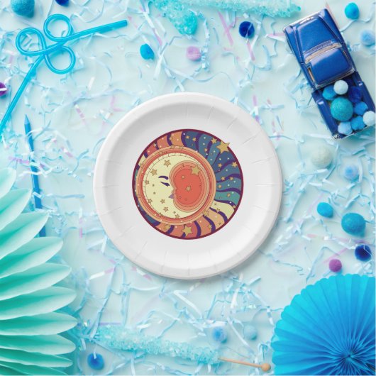 Maan en sterren hemelse ruimte party ontwerp papieren bordje (Feest)