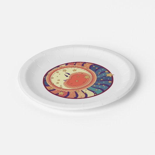 Maan en sterren hemelse ruimte party ontwerp papieren bordje (Gekanteld)