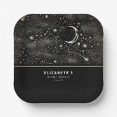Maan en sterren Hemelse Sterrennacht Papieren Bordje (Voorkant)