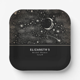 Maan en sterren Hemelse Sterrennacht Papieren Bordje