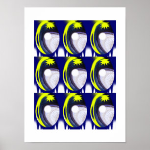 Maan- en sterren kunst poster