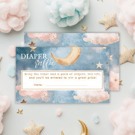 Maan en sterren Luier Raffle Baby shower Informatiekaartje