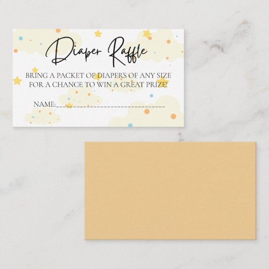 Maan en Sterren Luier Raffle Informatiekaartje (Voorkant / Achterkant)