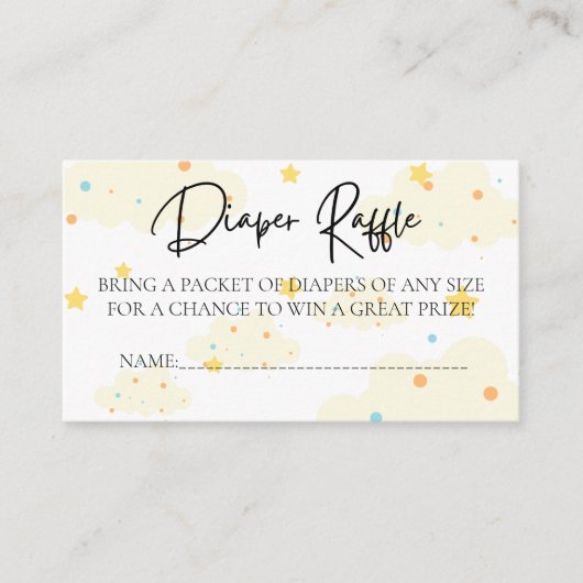 Maan en Sterren Luier Raffle Informatiekaartje (Voorkant)