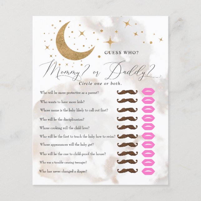 Maan en sterren | mama papa | Baby showers wild (Voorkant)