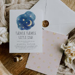 Maan en Sterren Meisje Twinkle Twinkle Little Star Kaart<br><div class="desc">Deze maan en sterren meisje twinkle twinkle kleine ster uitnodiging is ideaal voor een eenvoudig baby shower. Het moderne grillige ontwerp heeft een marineblauwe waterverf wolkenvorm met een gele kwartmaan en sterretjes en luidt "twinkle twinkle little star".</div>