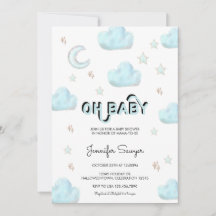 Maan en sterren | Modern Waterverf Baby shower