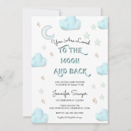 Maan en sterren | Modern Waterverf Baby shower Kaart