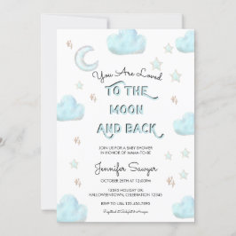 Maan en sterren | Modern Waterverf Baby shower Kaart