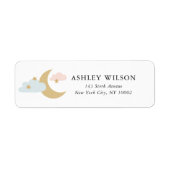 Maan en sterren Moderne Minimale gouden Roze Blauw Etiket (Voorkant)