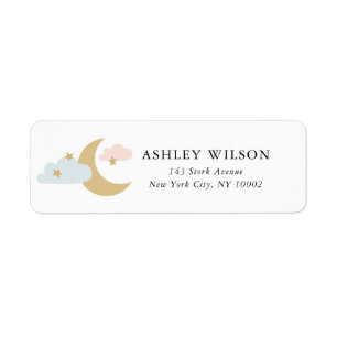 Maan en sterren Moderne Minimale gouden Roze Blauw Etiket