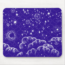 "Maan en sterren" Mousepad (Blauw) Muismat