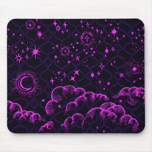 "Maan en sterren" Mousepad Marokkaans (Roze) Muismat (Voorkant)